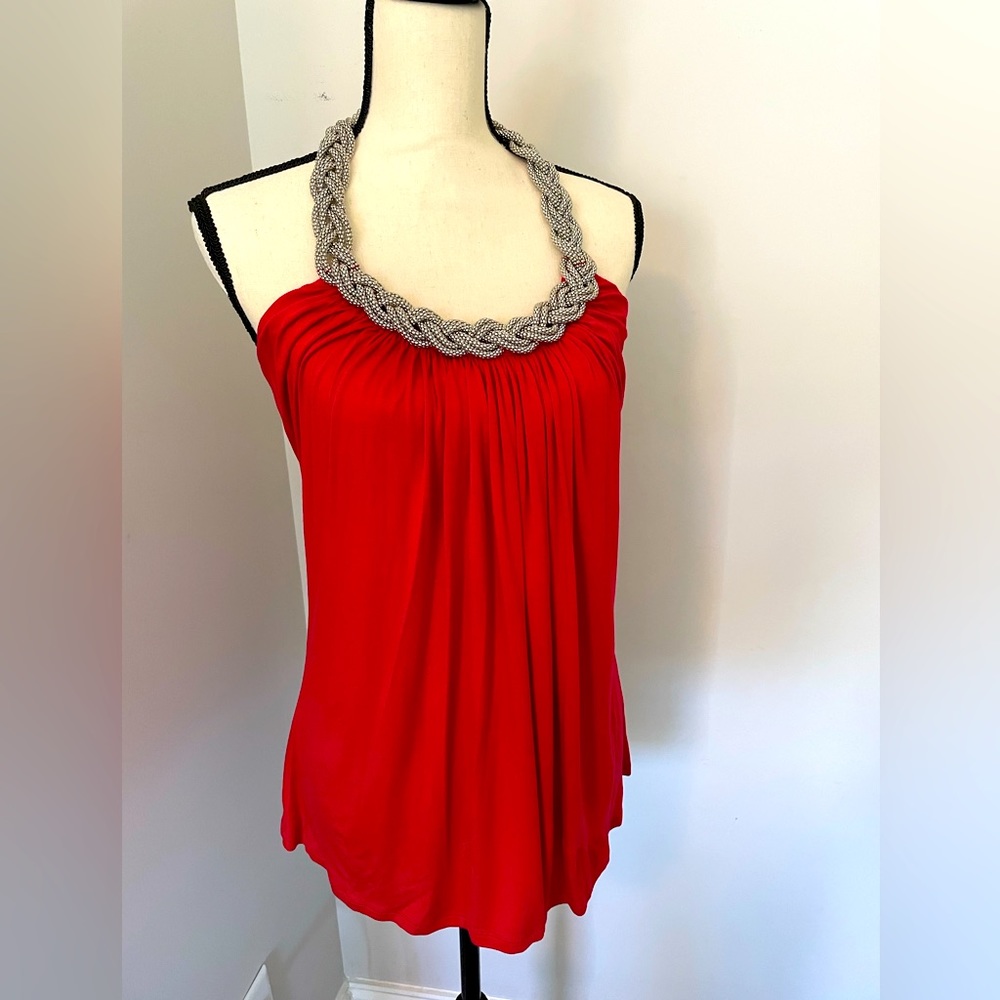 Boston Propper red halter top with silver neckline. Size Small.
